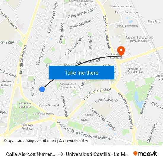 Calle Alarcos Numero 17 to Universidad Castilla - La Mancha map