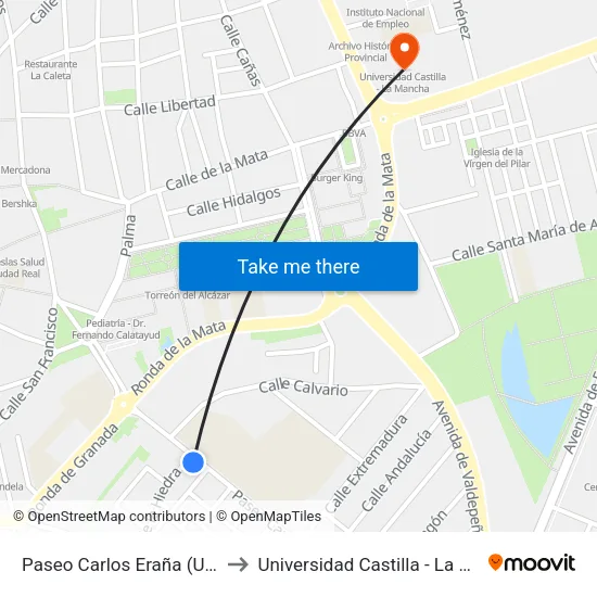 Paseo Carlos Eraña (Unicaja) to Universidad Castilla - La Mancha map