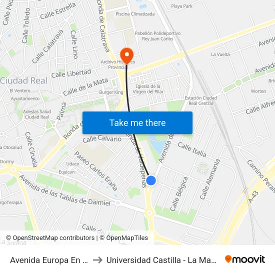 Avenida Europa En Dia to Universidad Castilla - La Mancha map