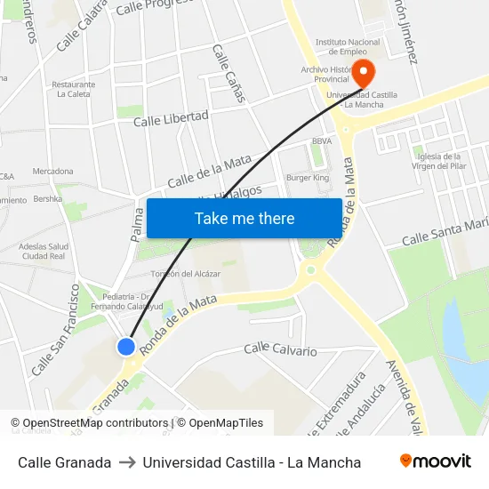 Calle Granada to Universidad Castilla - La Mancha map