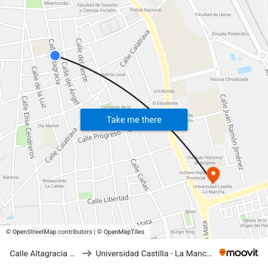 Calle Altagracia 30 to Universidad Castilla - La Mancha map