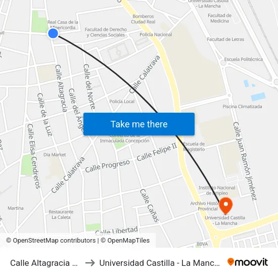 Calle Altagracia 35 to Universidad Castilla - La Mancha map