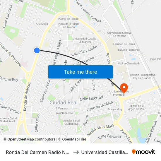 Ronda Del Carmen Radio Nacional Española to Universidad Castilla - La Mancha map