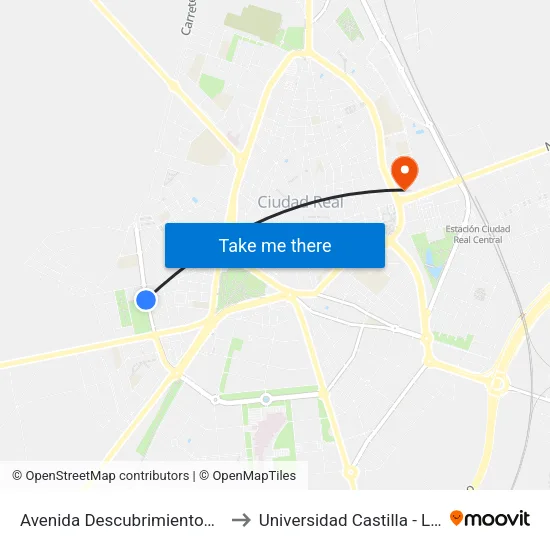 Avenida Descubrimientos America 7 to Universidad Castilla - La Mancha map