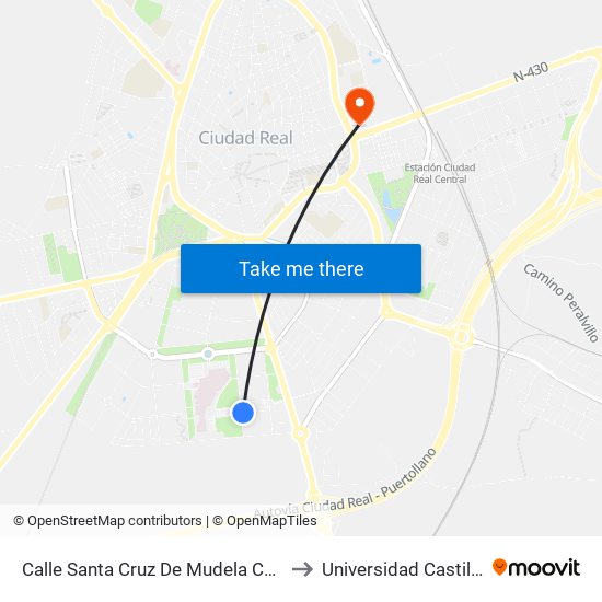 Calle Santa Cruz De Mudela Con Obispo Rafael Torija to Universidad Castilla - La Mancha map