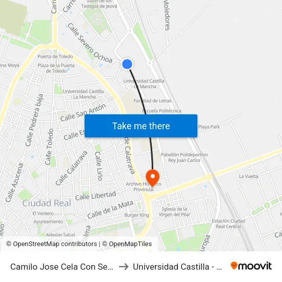 Camilo Jose Cela Con Severo Ochoa to Universidad Castilla - La Mancha map