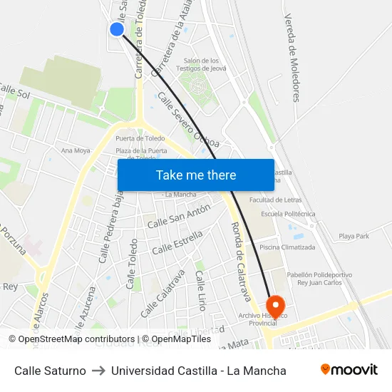 Calle Saturno to Universidad Castilla - La Mancha map