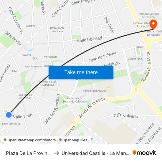 Plaza De La Provincia to Universidad Castilla - La Mancha map