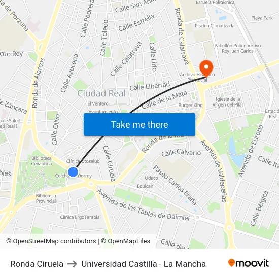 Ronda Ciruela to Universidad Castilla - La Mancha map
