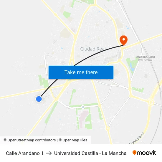 Calle Arandano 1 to Universidad Castilla - La Mancha map