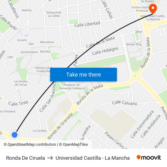 Ronda De Ciruela to Universidad Castilla - La Mancha map