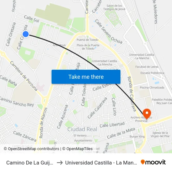 Camino De La Guija 2 to Universidad Castilla - La Mancha map