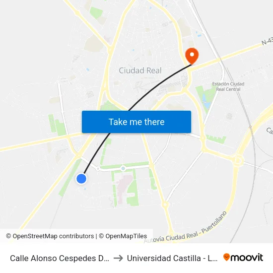 Calle Alonso Cespedes De Guzman to Universidad Castilla - La Mancha map