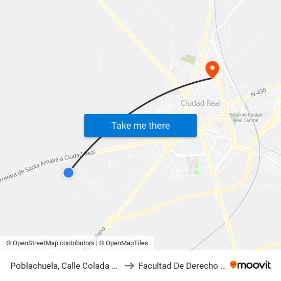 Poblachuela, Calle Colada De Alarcos A Miguelturra to Facultad De Derecho Y Ciencias Sociales map