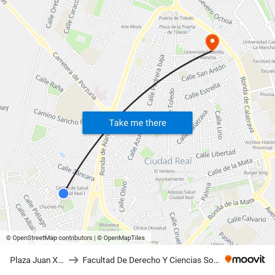 Plaza Juan XXIII to Facultad De Derecho Y Ciencias Sociales map