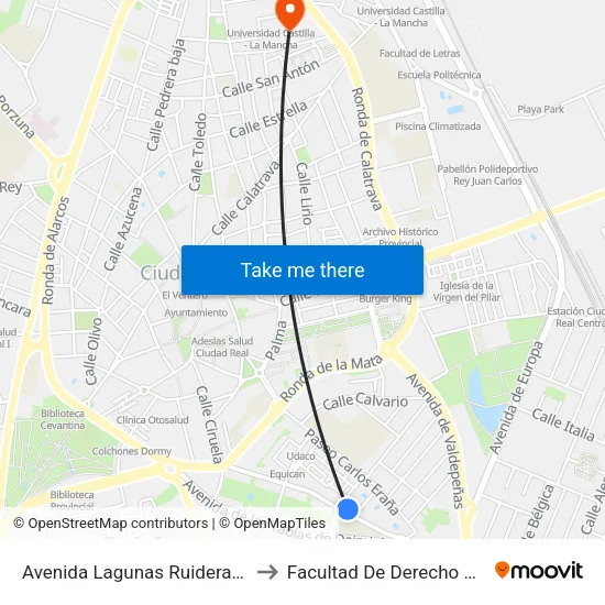 Avenida Lagunas Ruidera Con Pais Valenciano to Facultad De Derecho Y Ciencias Sociales map