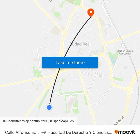 Calle Alfonso Eanes 1 to Facultad De Derecho Y Ciencias Sociales map