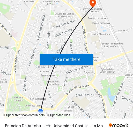 Estacion De Autobuses to Universidad Castilla - La Mancha map