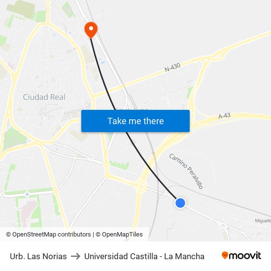Urb. Las Norias to Universidad Castilla - La Mancha map