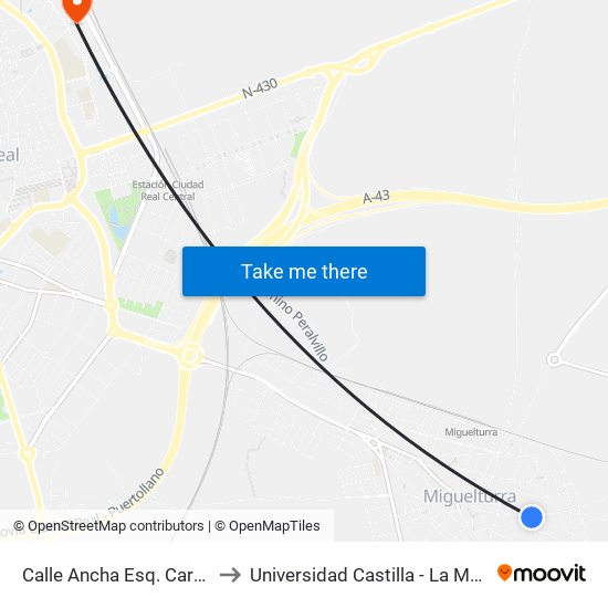 Calle Ancha Esq. Carretas to Universidad Castilla - La Mancha map