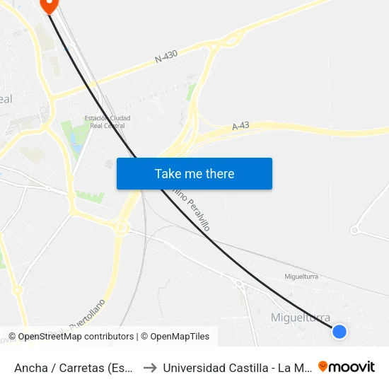 Ancha / Carretas (Esquina) to Universidad Castilla - La Mancha map