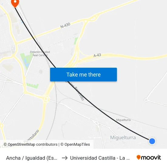 Ancha / Igualdad (Esquina) to Universidad Castilla - La Mancha map