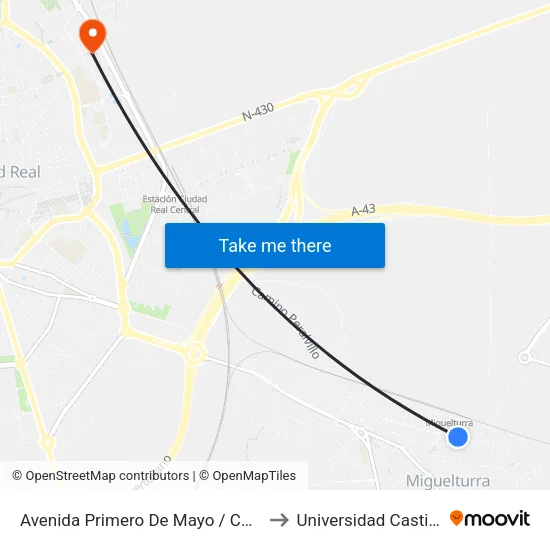 Avenida Primero De Mayo / Colegio Clara Campoamor to Universidad Castilla - La Mancha map
