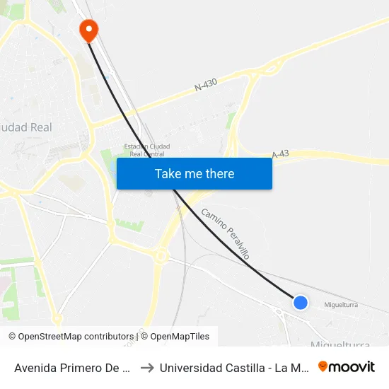 Avenida Primero De Mayo to Universidad Castilla - La Mancha map