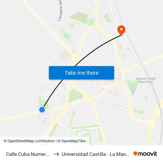 Calle Cuba Numero 2 to Universidad Castilla - La Mancha map