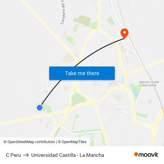 C Peru to Universidad Castilla - La Mancha map