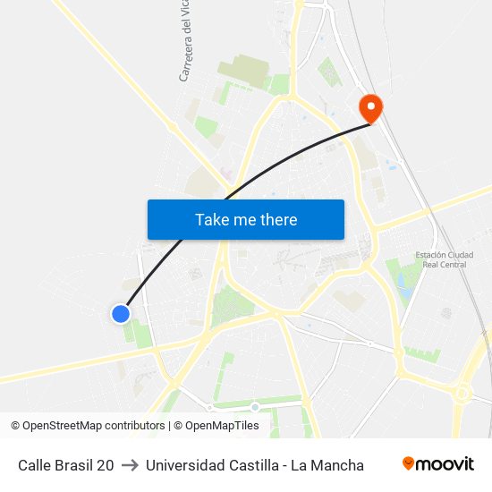 Calle Brasil 20 to Universidad Castilla - La Mancha map