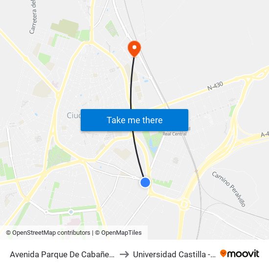 Avenida Parque De Cabañeros Gasolinera to Universidad Castilla - La Mancha map