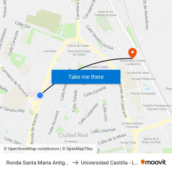 Ronda Santa Maria Antiguo Hospital to Universidad Castilla - La Mancha map