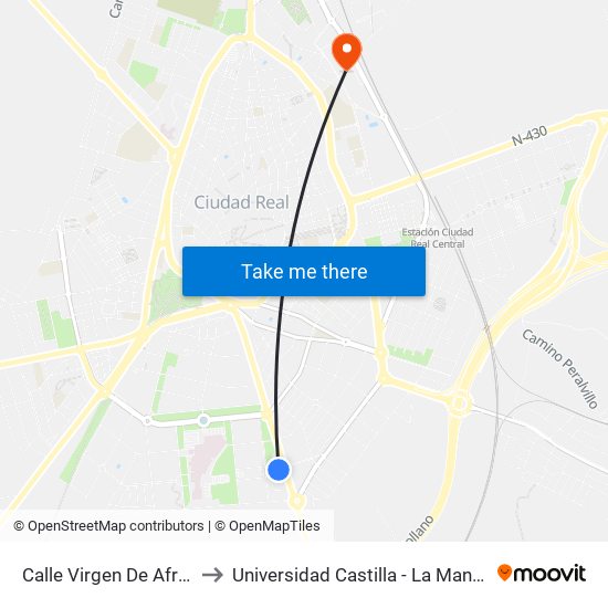 Calle Virgen De Africa to Universidad Castilla - La Mancha map