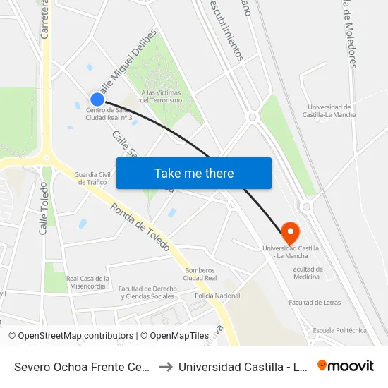 Severo Ochoa Frente Centro Salud to Universidad Castilla - La Mancha map