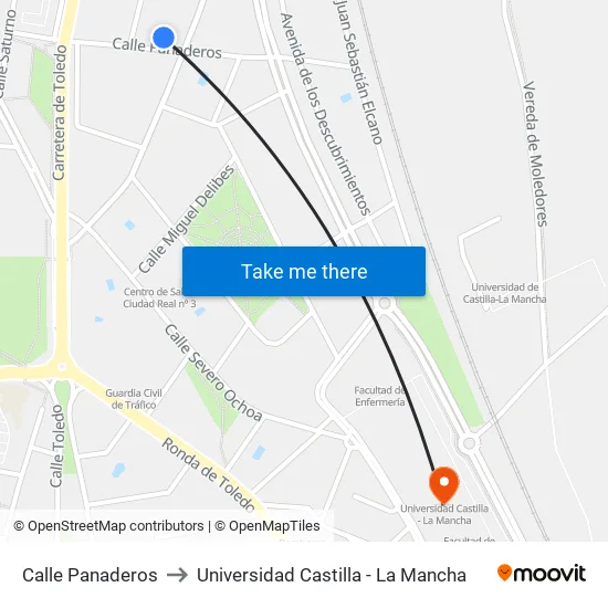 Calle Panaderos to Universidad Castilla - La Mancha map