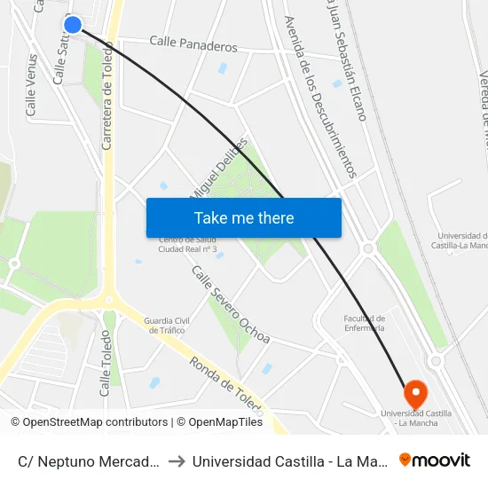 C/ Neptuno Mercadona to Universidad Castilla - La Mancha map
