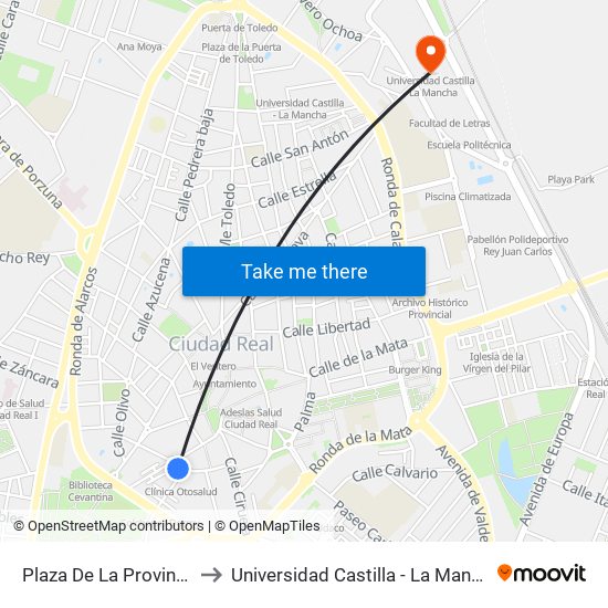 Plaza De La Provincia to Universidad Castilla - La Mancha map