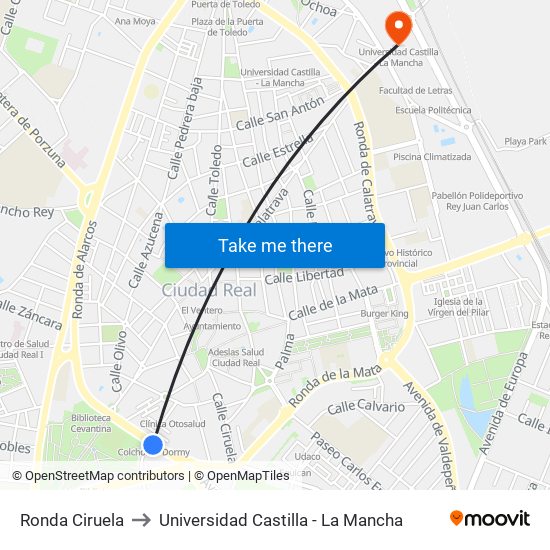 Ronda Ciruela to Universidad Castilla - La Mancha map