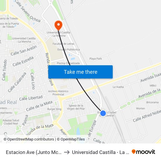 Estacion Ave (Junto Mcdonald) to Universidad Castilla - La Mancha map