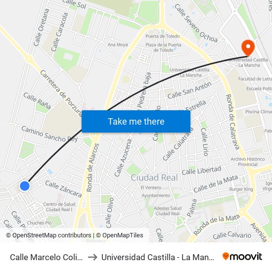 Calle Marcelo Colino to Universidad Castilla - La Mancha map