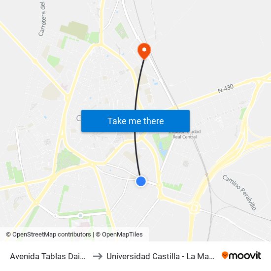 Avenida Tablas Daimiel to Universidad Castilla - La Mancha map