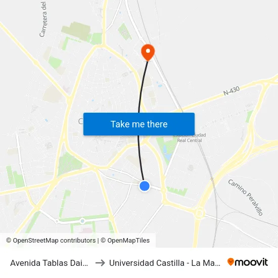 Avenida Tablas Daimiel to Universidad Castilla - La Mancha map
