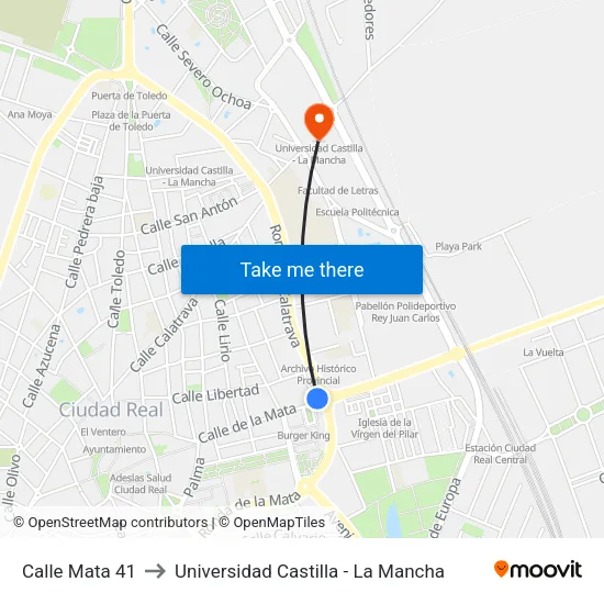 Calle Mata 41 to Universidad Castilla - La Mancha map
