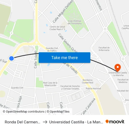 Ronda Del Carmen 21 to Universidad Castilla - La Mancha map