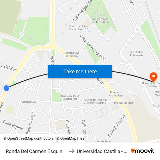 Ronda Del Carmen Esquina Esperanza to Universidad Castilla - La Mancha map