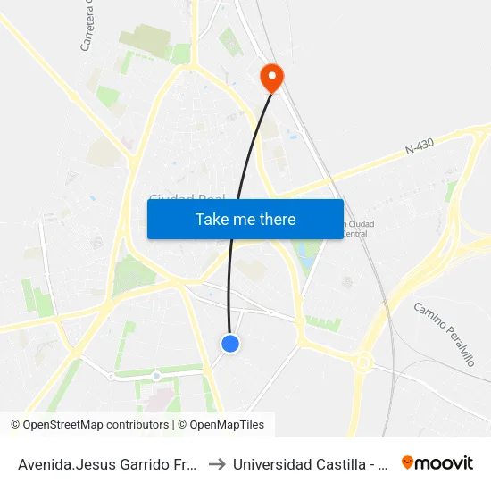 Avenida.Jesus Garrido Frente Burgos to Universidad Castilla - La Mancha map