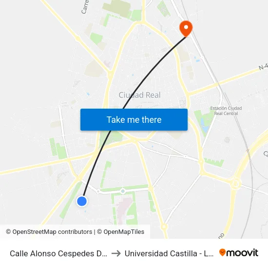 Calle Alonso Cespedes De Guzman to Universidad Castilla - La Mancha map