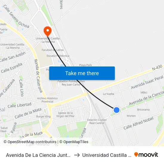 Avenida De La Ciencia Junto Concesionario to Universidad Castilla - La Mancha map