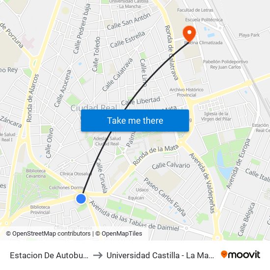 Estacion De Autobuses to Universidad Castilla - La Mancha map